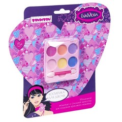 Набор детской декор. косметики Bondibon Eva Moda, CRD 19x13x2 см; тени для век 6 оттенков (4,2г), аппликатор 1 шт., арт. 71002A.