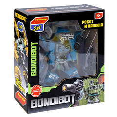 Трансформер робот-строительная техника, 2в1 BONDIBOT Bondibon, автобетоносмеситель, цвет синий, ВОХ 23,5х26,5х8 см.