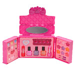 Набор детской декор. косметики Bondibon Eva Moda, BOX 41*7,2*28,8 см; косметичка-сумочка, тени для век 8 оттенков (6г), блеск для губ 9 оттенков (6,3г), помада 2 оттенка (1,2г), лак для ногтей 3 оттенка (12г), аппликатор 1шт., кисточки 3шт.,арт.77030.