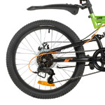 Велосипед NOVATRACK 20" SHARK зелёный, сталь, 6-скор, Microshift/Microshift MS25, диск.тормоз STG