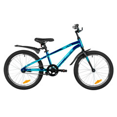 Велосипед NOVATRACK 20", PRIME AB, алюм., синий металлик,  ножной тормоз , короткие крылья