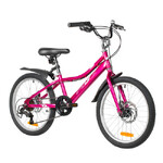Велосипед FOXX 20" JASMINE фуксия,  стальная рама, 6 скор., Microshift MS21/Microshift TS38, дисковы