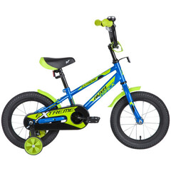 Велосипед NOVATRACK 14", EXTREME, синий, полная защита цепи,  тормоз нож, короткие крылья, нет багаж