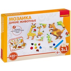 Логические, развивающие игры и игрушки Bondibon Мозаика «ДИКИЕ ЖИВОТНЫЕ», 420 дет., BOX 30x4.5x21 см
