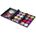Набор детской декор. косметики Bondibon Eva Moda, CRD 34,5х18х1,5 см; косметичка прямоугольная, раскладная, с зеркальцем: тени для век с блёстками 4 оттенка (2,4г), тени для век 6 оттенков (4,2г), блеск для губ 8 оттенков (5,6г), 2 кисточки,1 аппликатор;