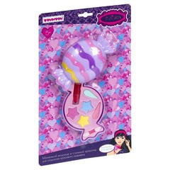 Набор детской декор. косметики Bondibon Eva Moda, CRD 17,9х30,5х3,5 см; косметичка-конфетка, тени для век 5 оттенков (3,5г), помада (1г ), аппликатор 1 шт.,арт. 70634Q.